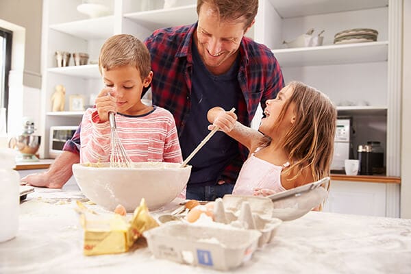 Family enjoying heating indoors 