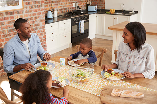 Family enjoying heating service 